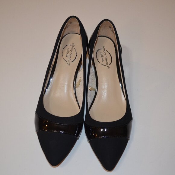 SIMPLY COMFORT (R) Life Stride Black ManMade Sued-Laquer Leather 2'Heels 8.5M - Picture 1 of 8